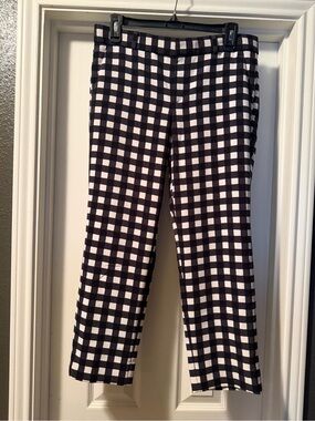 Banana Republic Black & White Gingham Straight-Leg Pants